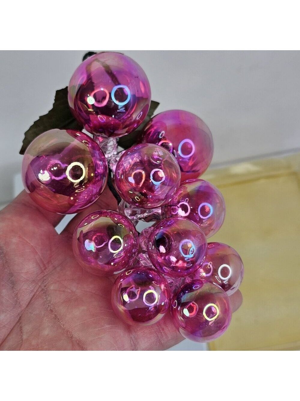 Silvestri Vintage Christmas Ornament Grape Cluster Glass Iridescent Pink Red - Picture 4 of 13